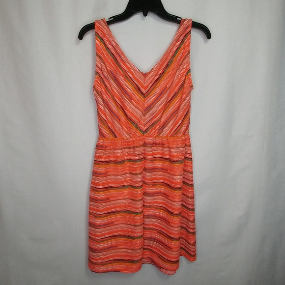 Tulle Orange V Neck Sleeveless Sundress Size M - Picture 2 of 6